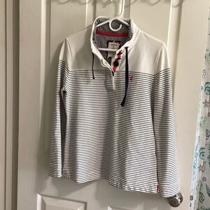 Joules White and Navy Striped Sweatshirt